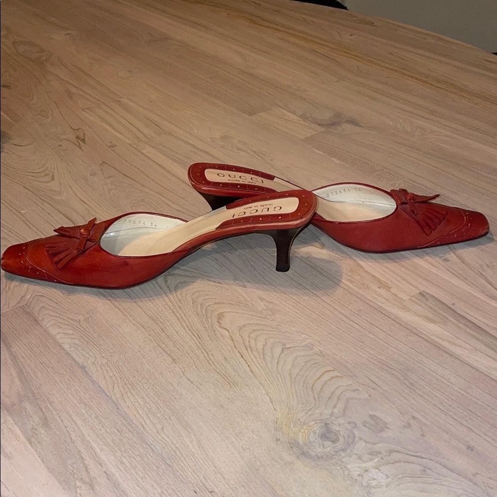 Gucci Red Mules with Bow Detail - Picture 3 of 6